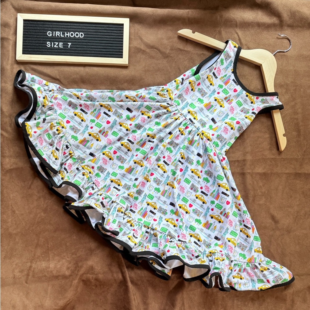 Girlhood New York Print Twirl Dress